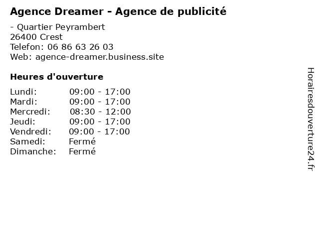 Agence Dreamer - Agence de publicité à Crest: adresse et heures d'ouverture