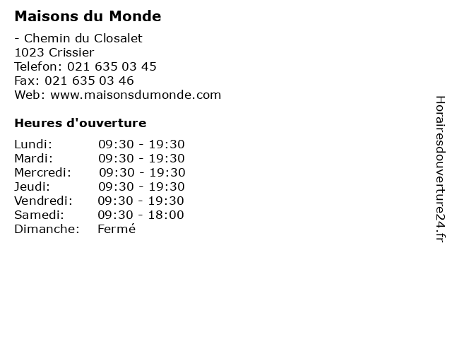 ᐅ Horaires D Ouverture Maisons Du