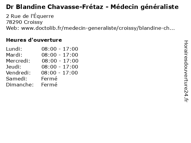 Dr Blandine Chavasse-Frétaz - Médecin généraliste à Croissy: adresse et heures d'ouverture