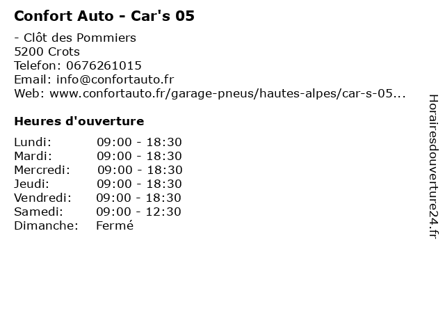 Confort Auto - Car's 05 à Crots: adresse et heures d'ouverture