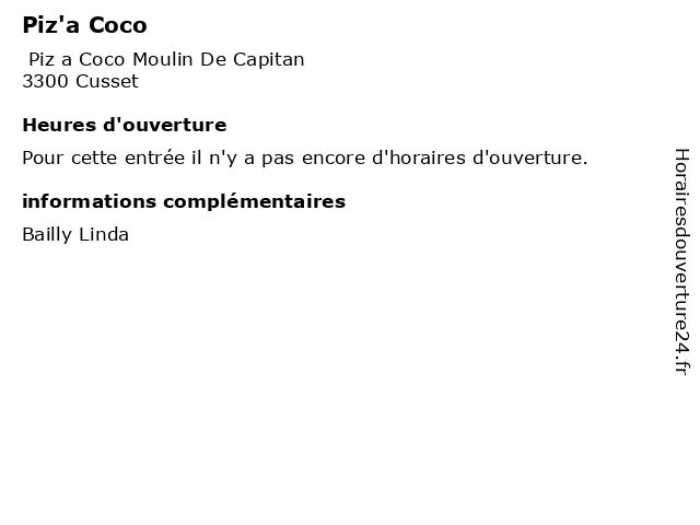 Piz'a Coco à Cusset: adresse et heures d'ouverture