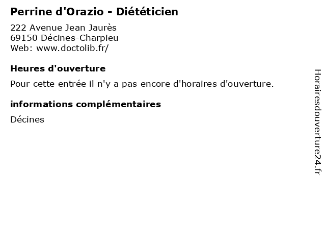 Perrine d'Orazio - Diététicien à Décines-Charpieu: adresse et heures d'ouverture