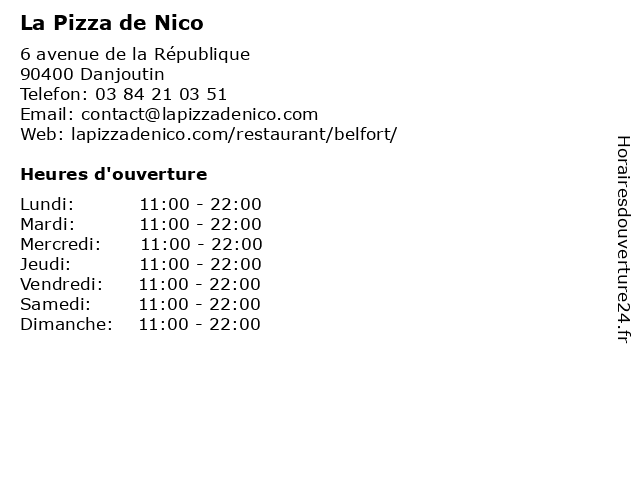 La Pizza de Nico à Danjoutin: adresse et heures d'ouverture