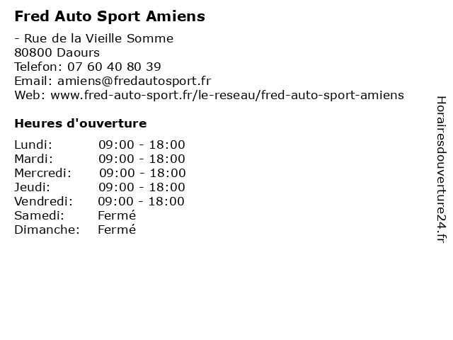 Fred Auto Sport Amiens à Daours: adresse et heures d'ouverture