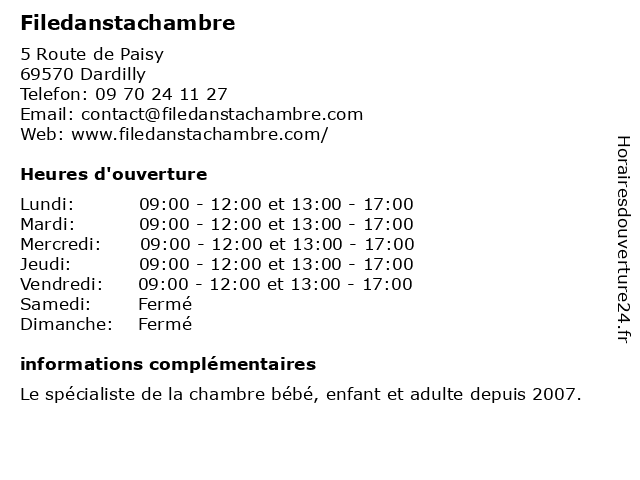 ᐅ Horaires D Ouverture Filedanstachambre 5 Route De Paisy A Dardilly