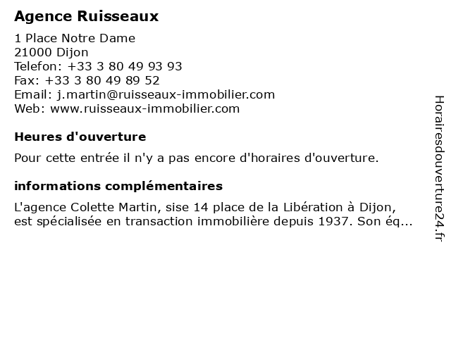 Agence Ruisseaux à Dijon: adresse et heures d'ouverture