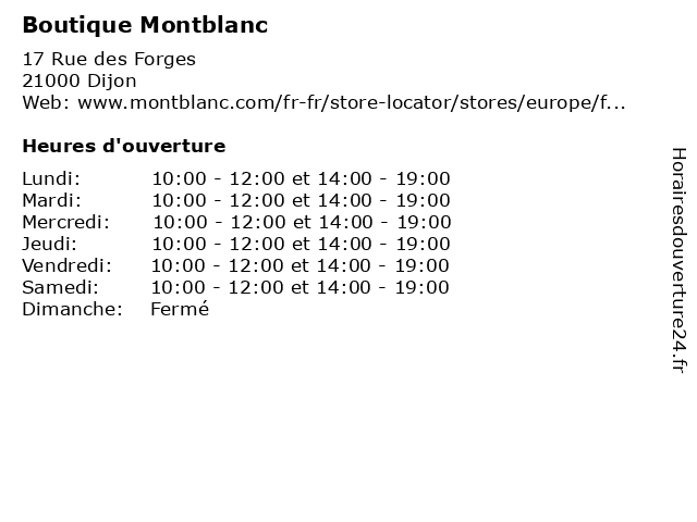 Boutique Montblanc à Dijon: adresse et heures d'ouverture