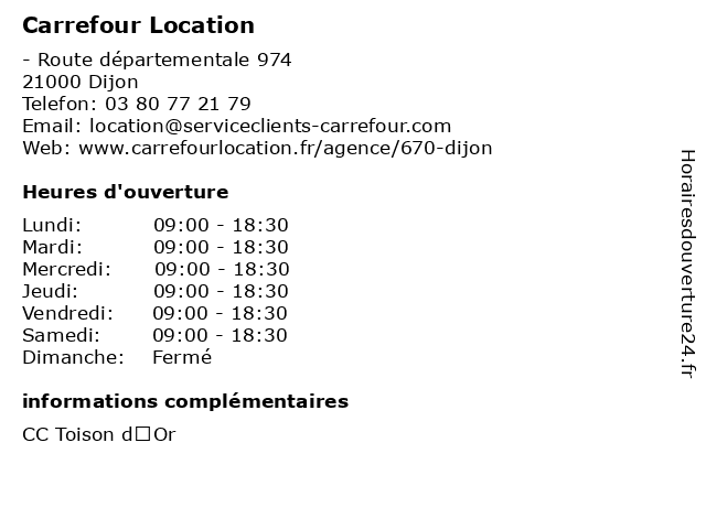 Carrefour Location à Dijon: adresse et heures d'ouverture