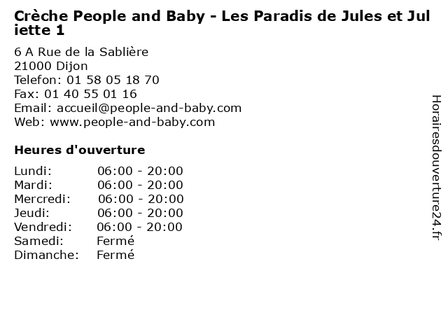 Crèche People and Baby - Les Paradis de Jules et Juliette 1 à Dijon: adresse et heures d'ouverture