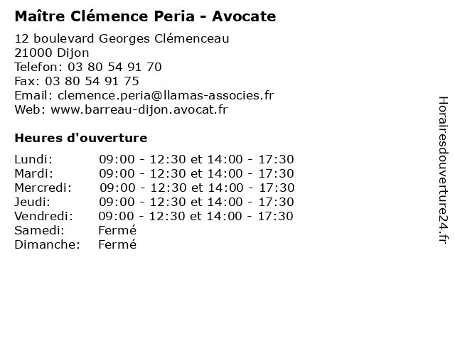 Maître Clémence Peria - Avocate à Dijon: adresse et heures d'ouverture