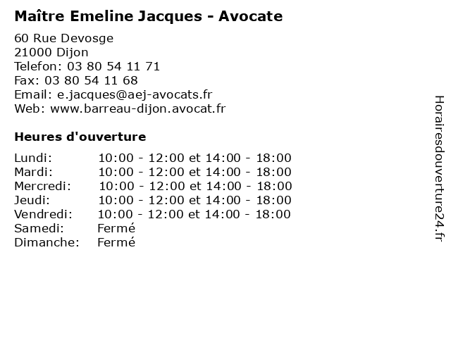 Maître Emeline Jacques - Avocate à Dijon: adresse et heures d'ouverture