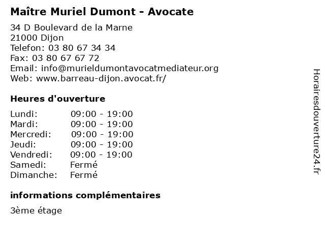 Maître Muriel Dumont - Avocate à Dijon: adresse et heures d'ouverture