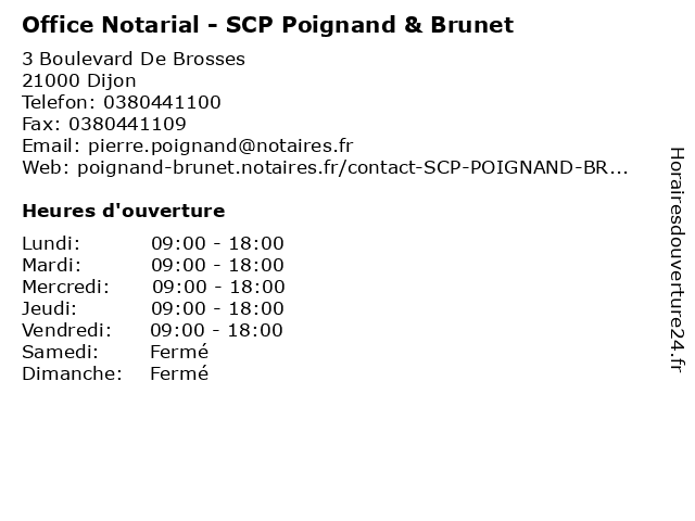 Office Notarial - SCP Poignand & Brunet à Dijon: adresse et heures d'ouverture