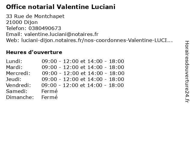 Office notarial Valentine Luciani à Dijon: adresse et heures d'ouverture