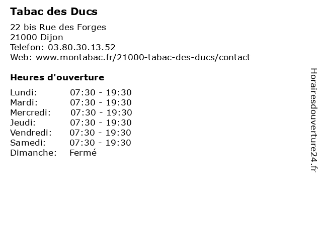 Tabac des Ducs à Dijon: adresse et heures d'ouverture