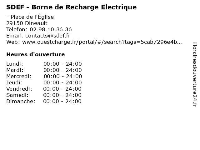 SDEF - Borne de Recharge Electrique à Dineault: adresse et heures d'ouverture