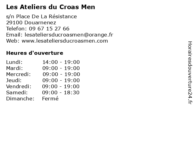 Les Ateliers du Croas Men à Douarnenez: adresse et heures d'ouverture