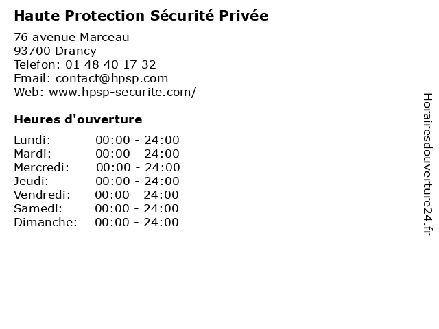 Haute Protection Sécurité Privée à Drancy: adresse et heures d'ouverture