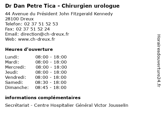 Dr Dan Petre Tica - Chirurgien urologue à Dreux: adresse et heures d'ouverture