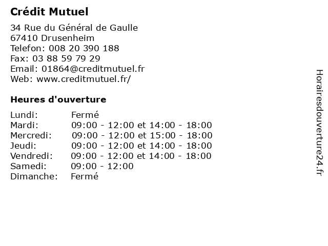 Crédit Mutuel à Drusenheim: adresse et heures d'ouverture