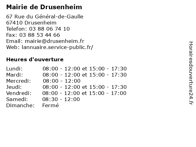 Mairie de Drusenheim à Drusenheim: adresse et heures d'ouverture