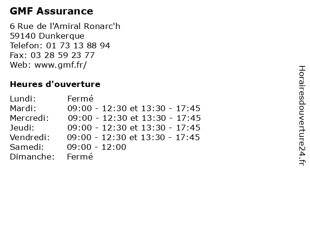 assurance gmf dunkerque - gmf dunkerque horaire ouverture