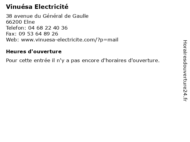 Vinuésa Electricité à Elne: adresse et heures d'ouverture