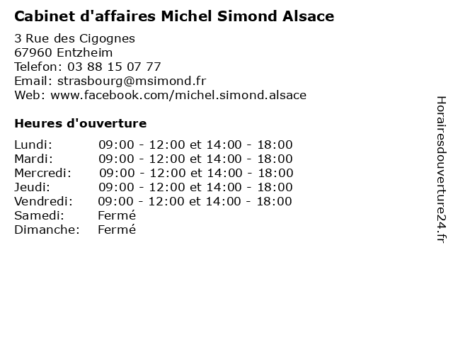 Cabinet d'affaires Michel Simond Alsace à Entzheim: adresse et heures d'ouverture