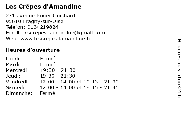 Les Crêpes d'Amandine à Eragny-sur-Oise: adresse et heures d'ouverture