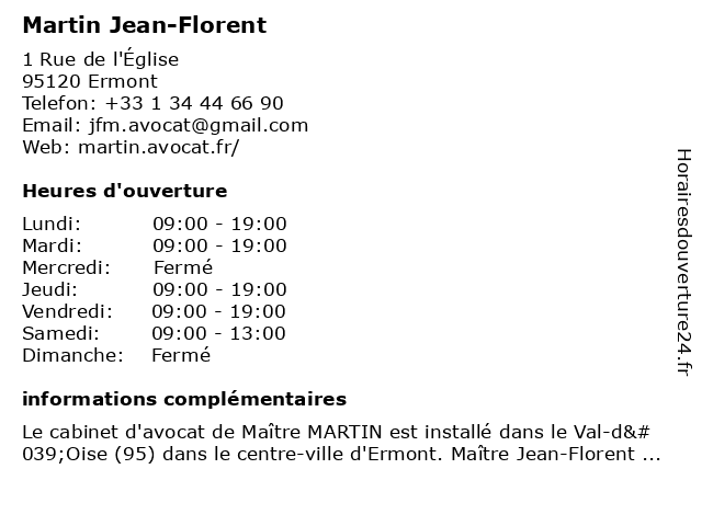 Martin Jean-Florent à Ermont: adresse et heures d'ouverture