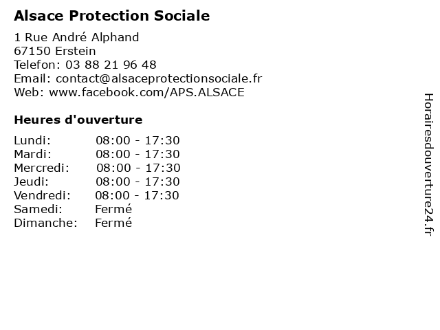 Alsace Protection Sociale à Erstein: adresse et heures d'ouverture