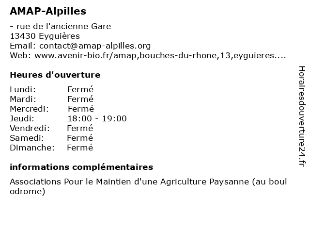 AMAP-Alpilles à Eyguières: adresse et heures d'ouverture