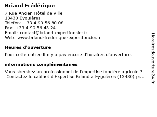 Briand Frédérique à Eyguières: adresse et heures d'ouverture