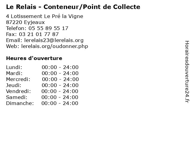 Le Relais - Conteneur/Point de Collecte à Eyjeaux: adresse et heures d'ouverture