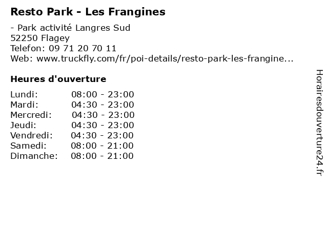 Resto Park - Les Frangines à Flagey: adresse et heures d'ouverture