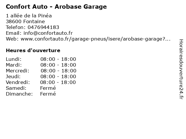 Confort Auto - Arobase Garage à Fontaine: adresse et heures d'ouverture
