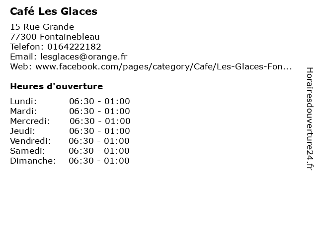 Café Les Glaces à Fontainebleau: adresse et heures d'ouverture