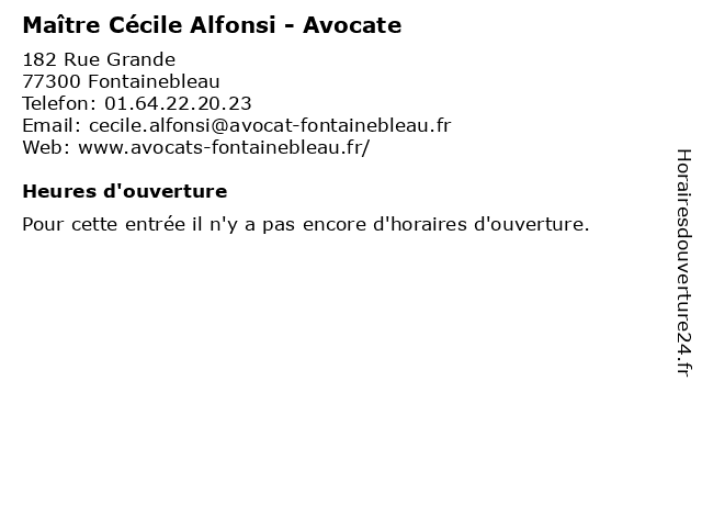 Maître Cécile Alfonsi - Avocate à Fontainebleau: adresse et heures d'ouverture
