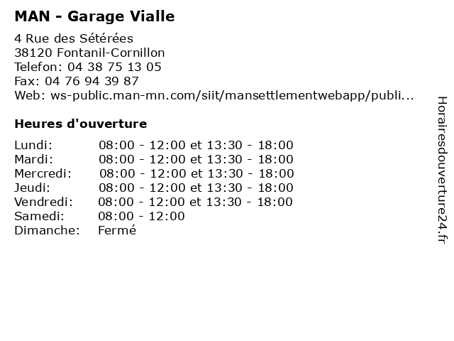 MAN - Garage Vialle à Fontanil-Cornillon: adresse et heures d'ouverture