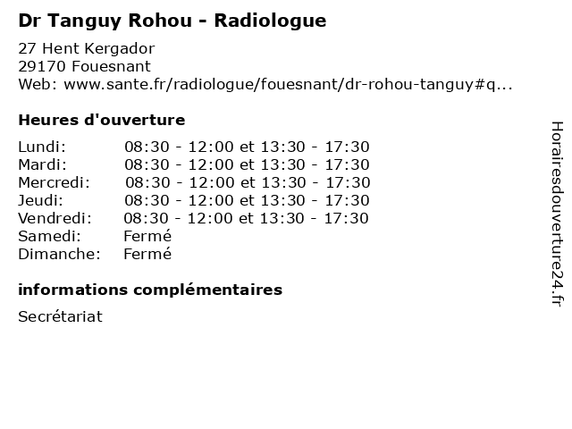 Dr Tanguy Rohou - Radiologue à Fouesnant: adresse et heures d'ouverture