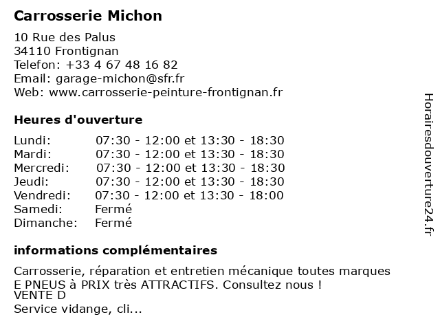 Carrosserie Michon à Frontignan: adresse et heures d'ouverture