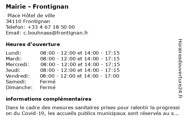 Mairie - Frontignan à Frontignan: adresse et heures d'ouverture