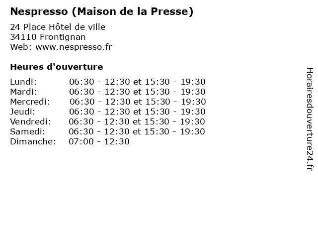 Nespresso (Maison de la Presse) à Frontignan: adresse et heures d'ouverture