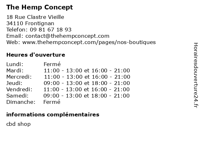 The Hemp Concept à Frontignan: adresse et heures d'ouverture