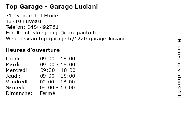 Top Garage - Garage Luciani à Fuveau: adresse et heures d'ouverture