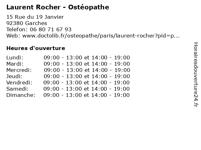 Laurent Rocher - Ostéopathe à Garches: adresse et heures d'ouverture