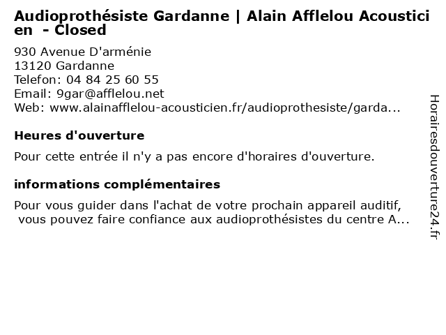 Audioprothésiste Gardanne | Alain Afflelou Acousticien  - Closed à Gardanne: adresse et heures d'ouverture