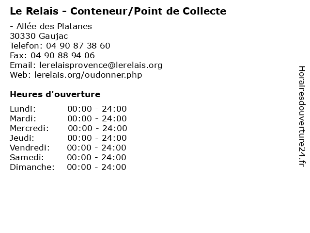 Le Relais - Conteneur/Point de Collecte à Gaujac: adresse et heures d'ouverture