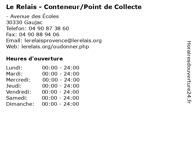Le Relais - Conteneur/Point de Collecte à Gaujac: adresse et heures d'ouverture