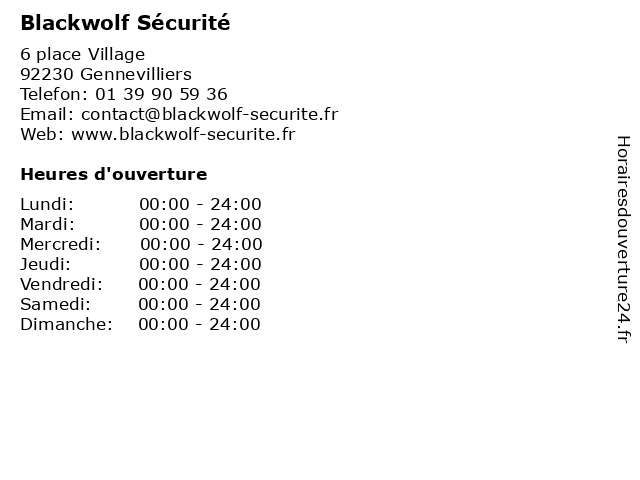 Blackwolf Sécurité à Gennevilliers: adresse et heures d'ouverture